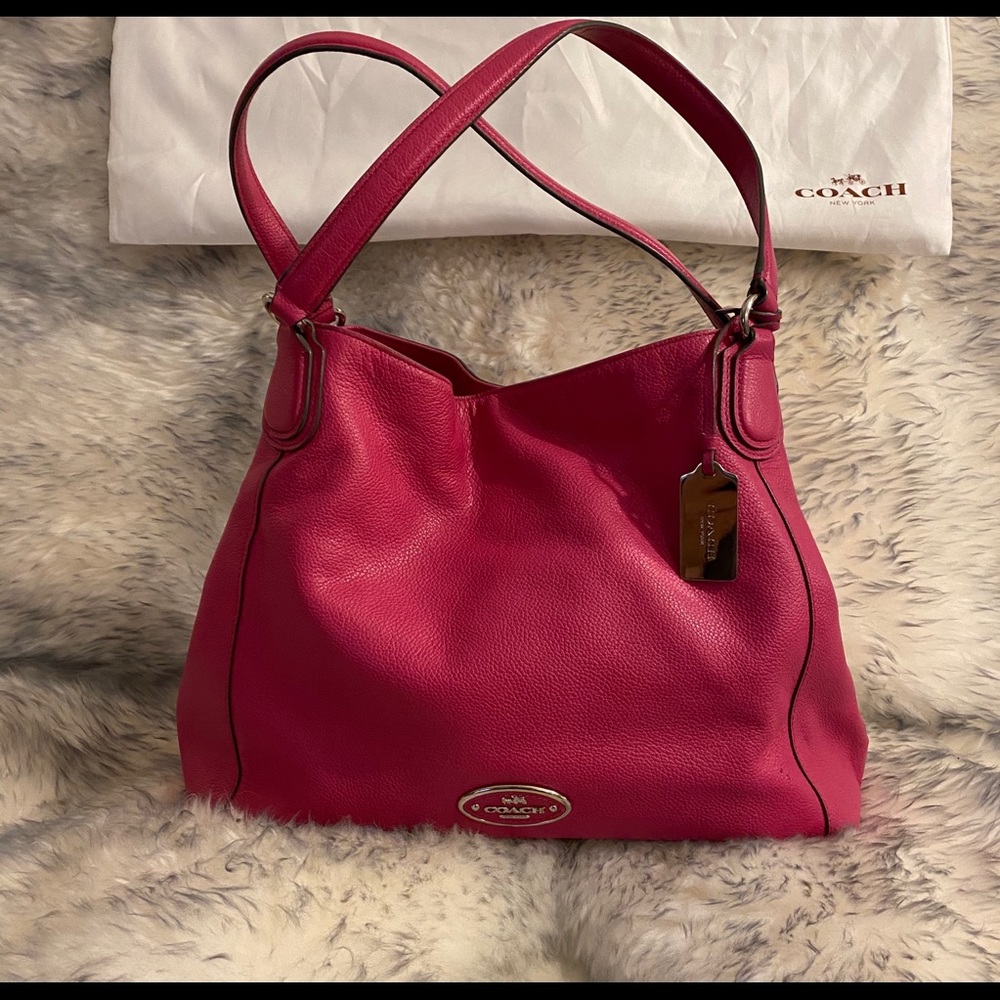 Coach Fuchsia Refined Pebble Leather Edie 33547
